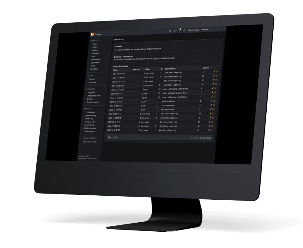 Contao 5 ab jetzt auch mit Dark Mode / Dunkelmodus / Nachtmodus