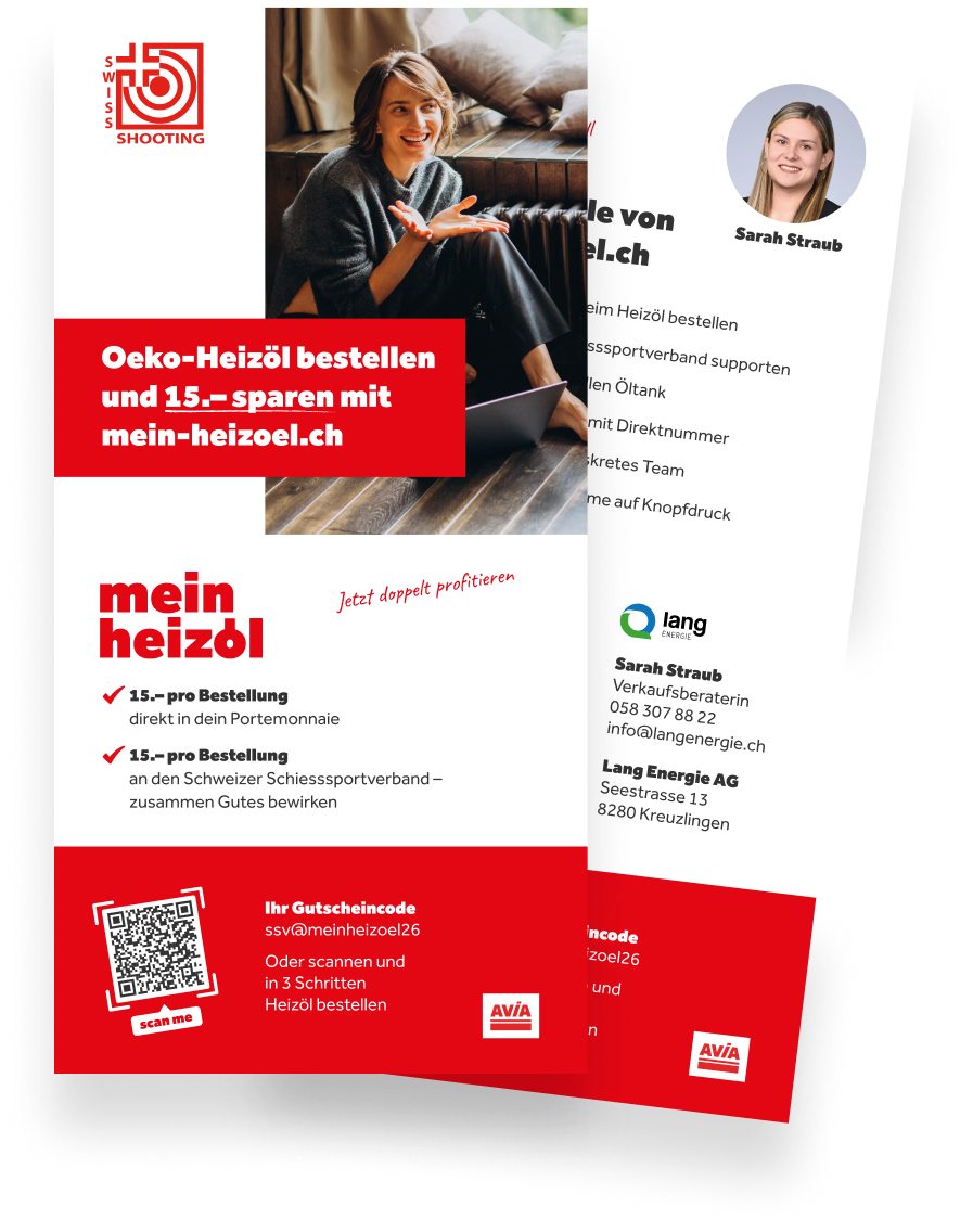 Flyer von mein heizöl, Vorder- und Rückseite, im roten Corporate Design