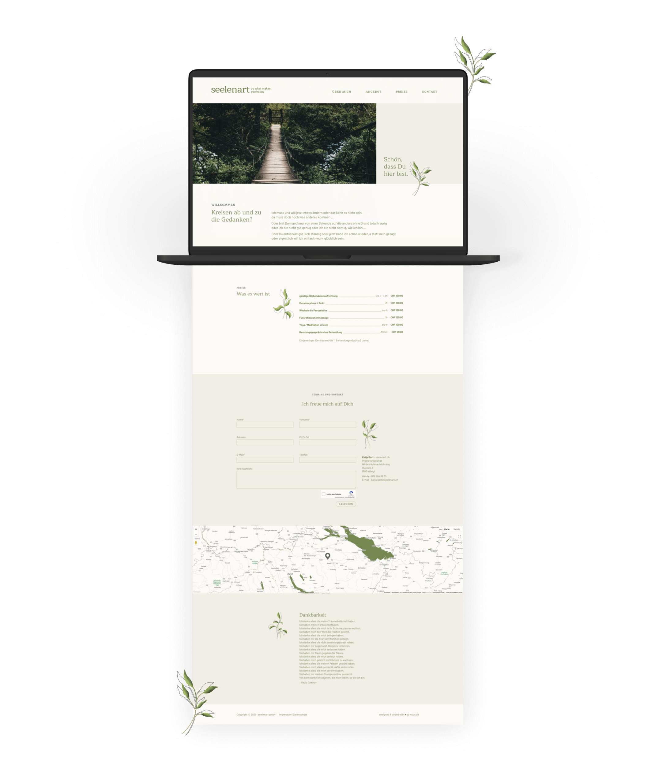 Onepage Website / Corporate Design für Startup - seelenart.ch